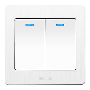 国际电工86型双开双控开关家用两位双联灯开关二开双控楼道暗装