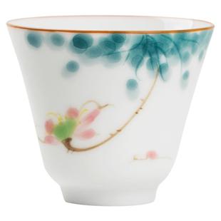 白瓷手绘功夫茶杯单杯羊脂玉陶瓷小茶盏品茗杯主人杯女中式铃铛杯