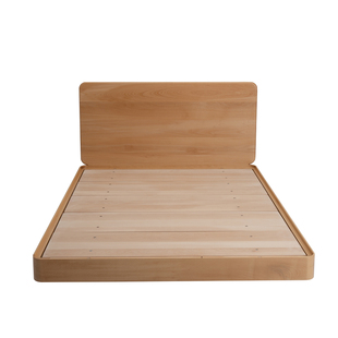 圆序床小户型超薄床头悬浮床主卧2 2.2米满铺板全实木硬枫木思本