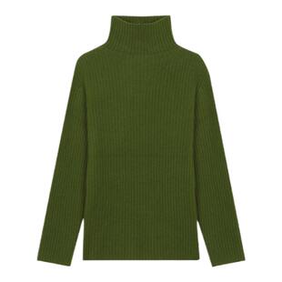 solighter 全羊毛高领竖坑条打底毛衣女秋冬2025新款内搭针织上衣