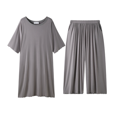 曼系时髦姐感纯色宽松睡衣套装