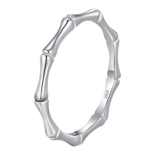 MODIAN摩典S925纯银竹节戒指女小众高级感节节高升极简素圈指环女