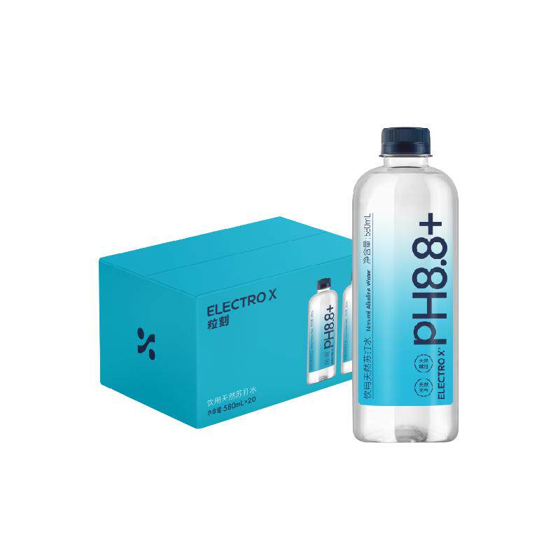 ELECTROX粒刻天然苏打水PH8.8弱碱性冷矿泉无气无糖饮用瓶装整箱