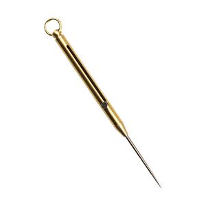 一体伸缩牙签黄铜柄钛合金头便携细粉刺针水果签多功能防身剔牙针