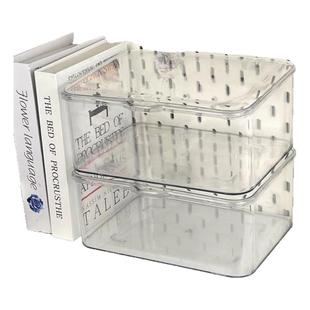 翻盖式桌面收纳盒透明亚克力防尘整理盒卧室宿舍办公室带盖杂物筐