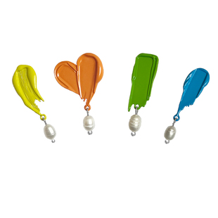 莫里里2024春季原创设计多巴胺风油画笔触耳钉耳夹女天然淡水珍珠