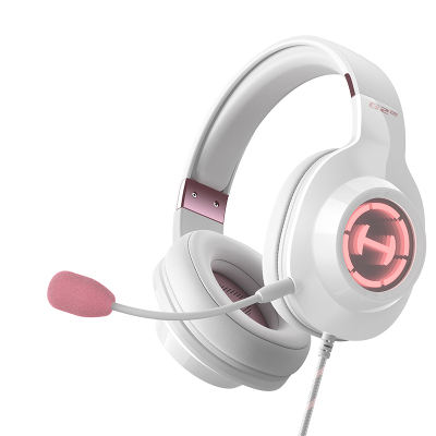 漫步者G2 PRO猫耳头戴式耳机有线电竞游戏专用台式电脑声卡粉色女