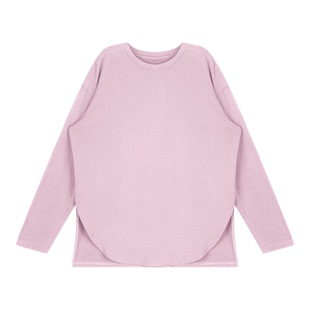 CHU楚妞[果冻T]纯棉侧开叉长袖T恤20256春季新款女百搭宽松上衣