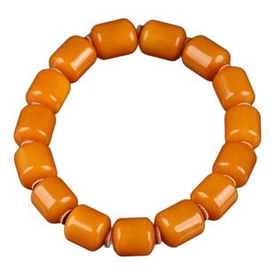 欧说珠宝蜡质浓郁回流老蜡蜜蜡手串蜜蜡串送男女款鸡油红项链