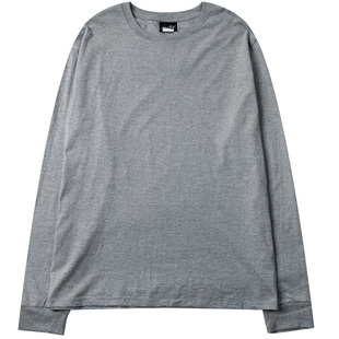 店主自制高街百搭短款超长袖子纯黑黑色针织T恤打底圆领T情侣男女