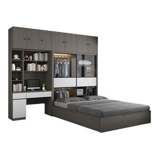 新衣柜床一体榻榻米儿童房北欧双人1.5米小户型1.8米无床头储物床