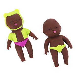 黑娃娃捏捏乐衣服解压掌心搞怪礼物有趣好玩减压仿真娃娃婴儿回弹