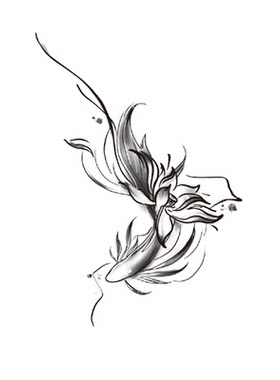 她画白色锦鲤防水持久可洗纹身贴
