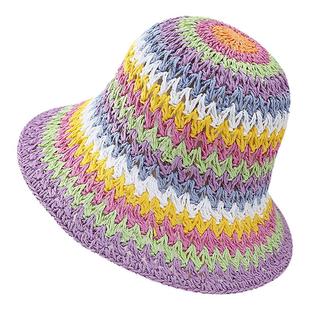 刺绣包头帽手工钩花个性复古女小众设计显脸小草帽草编盆帽夏百搭