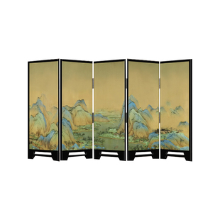 千里江山图小屏风桌面摆件新中式茶桌家居边柜玄关装饰品复古摆画