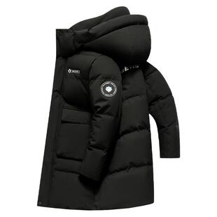 鸭鸭羽绒服男中长款2026冬季新款时尚潮流保暖男生连帽加厚外套