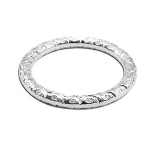 传家宝古法定制老式刻花999纯银手镯足银纯手工银饰首饰品碎花镯