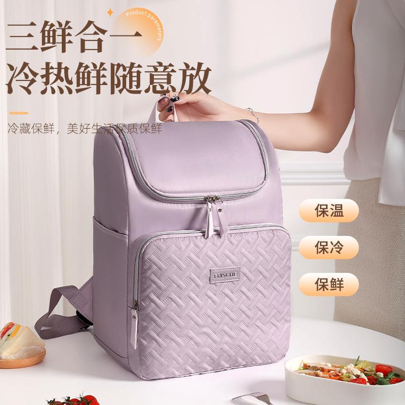 户外旅行便携双肩冰包铝箔上班族包大容量防水手提便当包保温饭盒