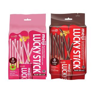 涂层棒来啦!印尼进口明治乐喜草莓巧克力味饼干棒休闲零食120g