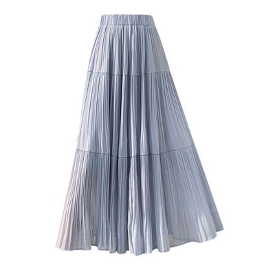 雪纺白色长裙大摆a字蛋糕百褶裙