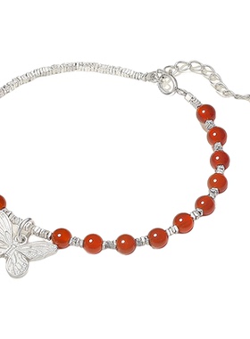 潮宏基花韵s925银玛瑙蝴蝶碎银子