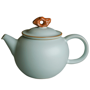 手工汝窑茶壶单壶家用景德镇仿古陶瓷礼品汝瓷茶具瓷器开片冰裂釉
