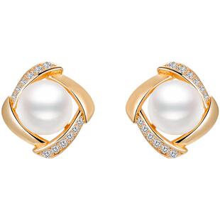 蔻润迷思天然淡水珍珠耳钉银耳饰耳环女时尚小众京润珍珠节日礼物