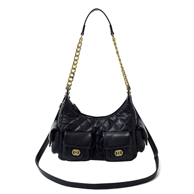 小香风菱格链条腋下包女25bag