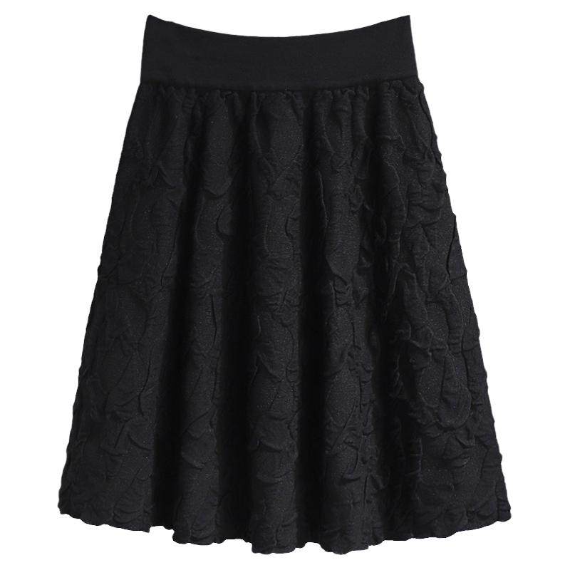 冬季针织短裙女黑色半身裙秋冬款a字高腰半裙新款蓬蓬裙短款裙子