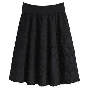 冬季针织短裙女黑色半身裙秋冬款a字高腰半裙新款蓬蓬裙短款裙子