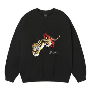 JUNGLETIGER老虎刺绣420g重磅圆领卫衣男春秋季街头宽松加厚上衣