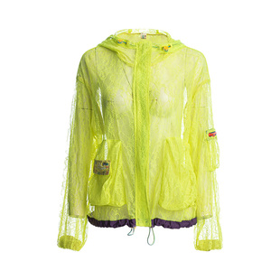 非鱼潮牌亮色蕾丝衣女夏季新款透气长袖开衫百搭外套