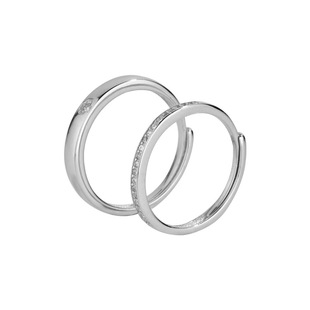 纯银情侣戒指一对戒男女素圈定制刻字礼物学生抖音款日系轻奢对戒