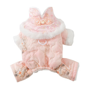 猫咪衣服秋冬季大家闺秀披风领四脚棉衣加厚布偶猫金渐层宠物衣服