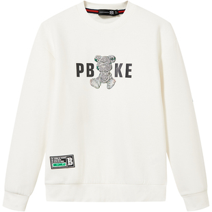 BM印花烫钻小熊卫衣男潮ins潮牌美式复古宽松上衣男秋款2023新款