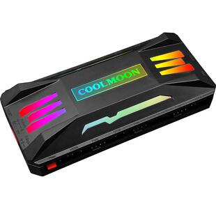 酷月argb机箱风扇集线器PWM温控5V神光同步电脑分线二合一控制器