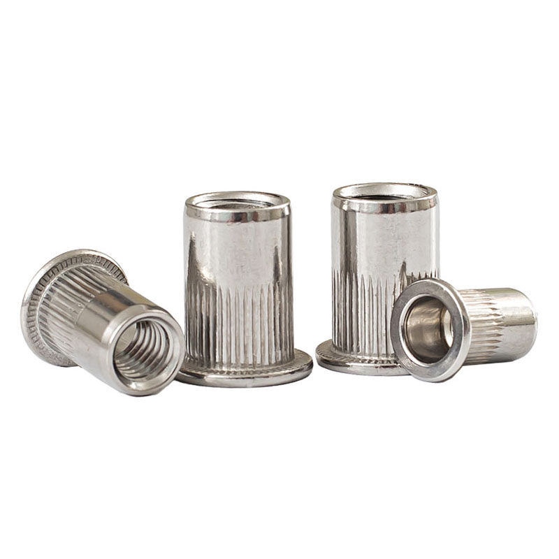 304不锈钢拉铆螺母平头竖纹铆螺帽拉帽滚花螺母M3M4M5M6M8M10M12