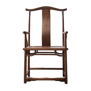 新中式四出头官帽椅黑胡桃木仿古实木椅子中式主椅茶台专用主人椅