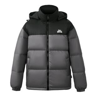龙狮戴尔短款连帽拼接羽绒服男2024新款冬季宽松撞色休闲轻量外套