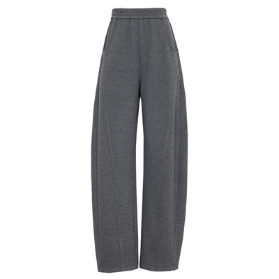 夏莫卡慵懒松弛松紧腰羊毛香蕉裤