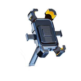 电动车手机支架摩托车外卖骑手专用导航架防震防抖固定架电瓶车四角硅胶减震自动锁紧单手取放车型通用外卖