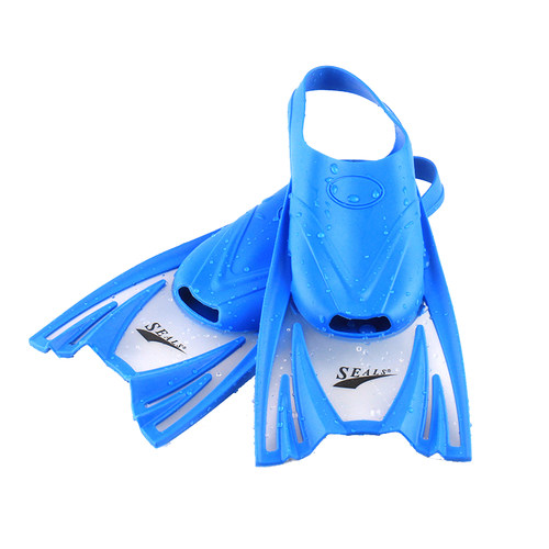 SEALS儿童男女浮潜橡胶短脚蹼训练潜水蛙鞋卡通防水泳帽游泳装备