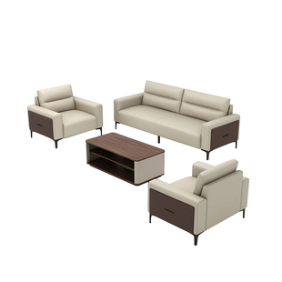 办公室沙发茶几组合茶台一体式商务简约休息区会客接待区三人沙发