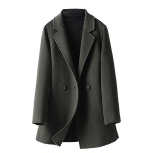 羊毛大衣女常规款西装领修身气质双面呢子春秋新款高端羊毛呢外套