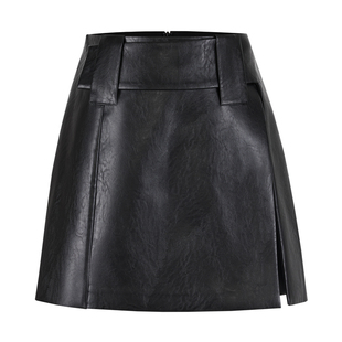 indicia标记商场同款25春新款甜辣复古高腰皮裙短裙F2A5QZ053F