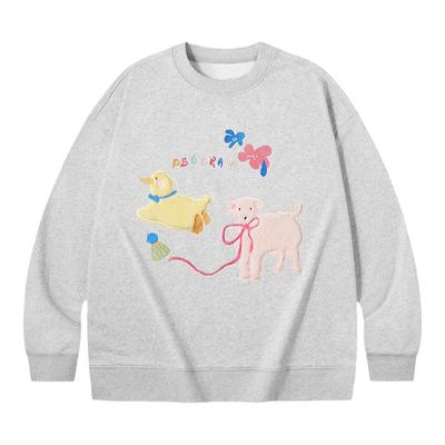 PSO Brand男装女装毛巾底针织可爱甜美动物们圆领卫衣休闲宽松