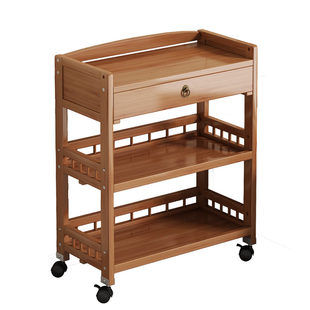 置物架多层收纳架小推车客厅落地移动家用杂物储物柜简易楠竹架子