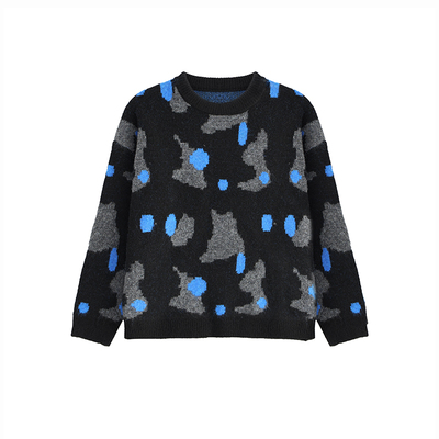 小小大星球代码黑灰拼色毛衣