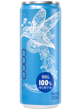 越南进口viloe椰子水100%320ml罐