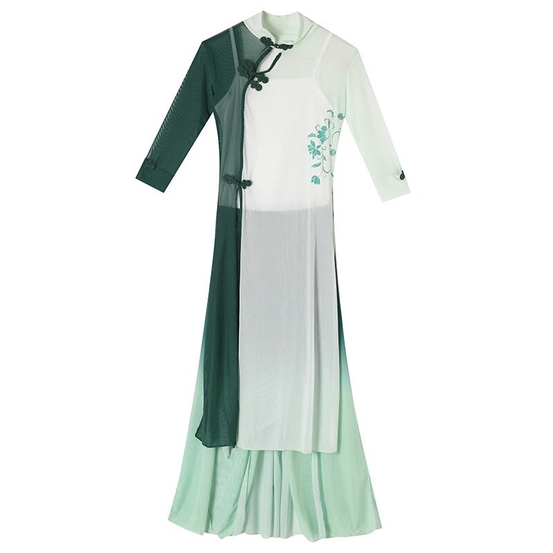 儿童古典舞蹈服女旗袍服装扇子舞民族舞练功服身韵飘逸纱衣演出服